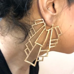 Gold Finish Statement Earrings